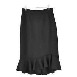 Prada Fall 2008 Black Wool Felt Frill Hem Skirt Black