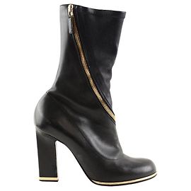 Jil Sander Black Leather Ankle Boots Black