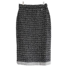Chanel  Fall 2017 Chunky Fantasy Tweed Pencil Skirt Black