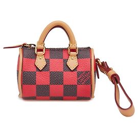 Charm de Bolsa Mini Speedy Damier Pop da Louis Vuitton Marrom Vermelho