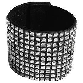 Pulseira de punho em cristal e couro Balmain Prata