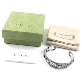 Gucci-GUCCI Crystal Floral Interlocking G Bangle Bracelet-Green