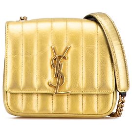 Bolsa de corrente Vicky Monogram em grão de pó metálico dourado Saint Laurent Dourado