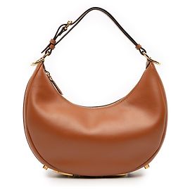 Fendi Pequena Bolsa Hobo Fendigraphy em Couro Marrom Marrom
