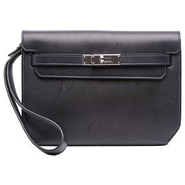 Pochette Kelly Depeches 25 en Evergrain Bleu Hermès Bleu Bleu Marine