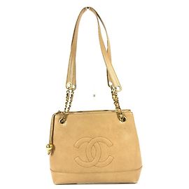 Chanel Vintage CC Coco Mark Ball Schultertasche Beige