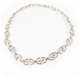 Colar choker de corrente âncora Double G Vintage 925 da Gucci Outro