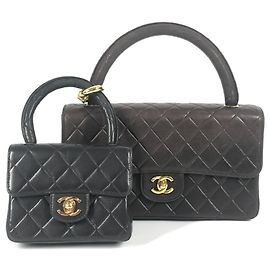 Chanel Matelassé Quilted Eltern-Kind Tote Bag Schwarz