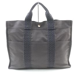 Hermès Hermes Her Line Gray Canvas Tote Bag Brown