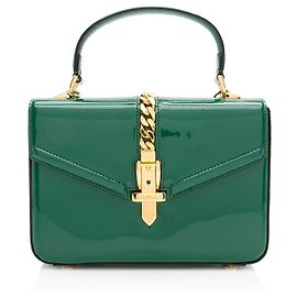 Gucci Patent Leather Sylvie 1969 Mini Top Handle Green