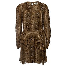 Isabel Marant Etoile Ruffle dress with python print Green