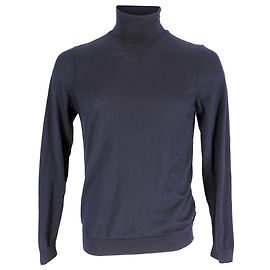 Hugo Boss Boss Rollkragenpullover aus marineblauer Wolle Blau Marineblau
