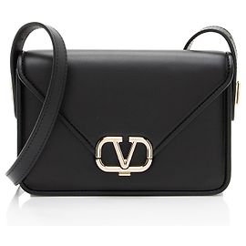 Valentino Garavani Bolsa de Ombro Pequena em Couro de Bezerro Valentino Preto