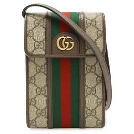 Bolsa de Ombro Mini Ophidia GG Supreme da Gucci Marrom Bege