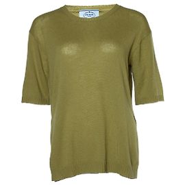 Suéter curto de cashmere verde Prada Verde