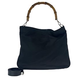 Gucci Bamboo Canvas Handbag Black Black