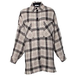 IRO Checkered wool coat Brown Beige