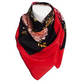 Sciarpa stampata floreale Gucci con bordo rosso Multicolore