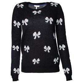 Joie Kaschmirmischpullover mit Banddruck Schwarz