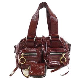 Sac à main en cuir verni Chloé Betty Marron