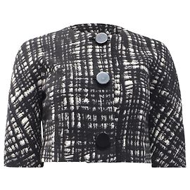 Michael Kors Single-Breasted Tweed Cropped Blazer in Black Wool Black