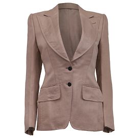 Tom Ford Single-Breasted Blazer with Pockets in Beige Viscose Beige
