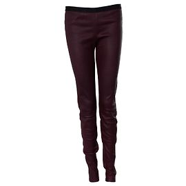 Pantalones de cuero Helmut Lang Roja Burdeos