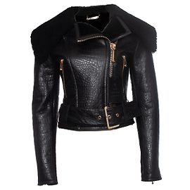 Philipp Plein Croc embossed leather jacket Black