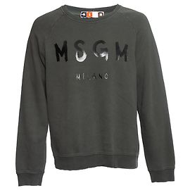 Maglione verde a collo rotondo con logo MSGM Verde