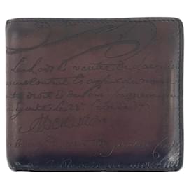 Berluti Leather Calligraphy Script Wallet Brown