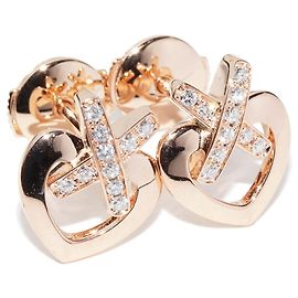 Chaumet K18PG Diamond Heart Earrings Pink