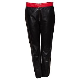 Victoria Beckham leather contrast trousers Black