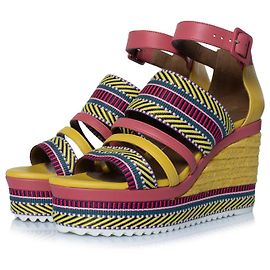 Sandales compensées en cuir Ines d'Hermès Multicolore