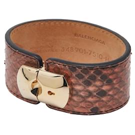 Bracelet en cuir python Balenciaga Marron