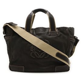 Loewe Anagram Leder Boston Reisetasche Braun