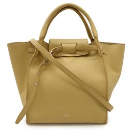 Céline Bolsa Celine de couro Big Bag Small 2WAY Marrom Bege