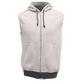 Chaleco con capucha con cremallera Brunello Cucinelli en algodón gris Gris