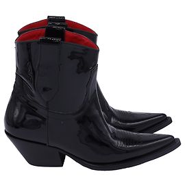 Maison Martin Margiela Maison Margiela Ankle Cowboy Boots in Black Patent Leather  Black