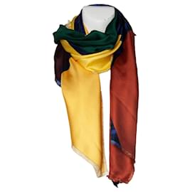 Autre Marque-Odeeh multicolor printed scarf-Blue