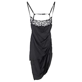 Jacquemus-Jacquemus Le Chouchou Brodée Mini Dress in Black Satin-Black