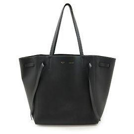Céline Celine Leather Cabas Phantom Small Tote Bag Black Black