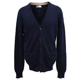 Dior Strickjacke aus marineblauer Wolle mit Knöpfen Blau Marineblau
