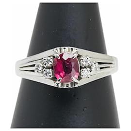 Autre Marque-Pt900 Platinum Ruby Diamond Ring-Red