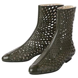 Giorgio Armani Cutout Leather Boots Sandals Other Green