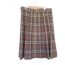 Autre Marque Leilian Check Wool Skirt Brown