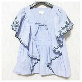 Top con maniche a farfalla ricamato Kate Spade New York Blu