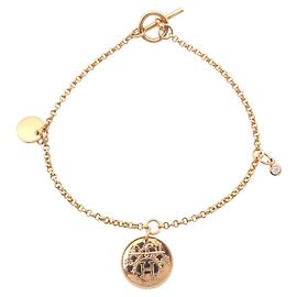Pulseira charm Hermès Ex Libris PM em ouro rosa 18K com diamantes Outro