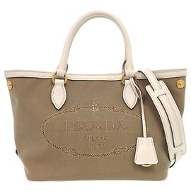 Bolsa de ombro em couro jacquard com logo Prada Outro