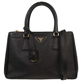 Prada Galleria Double Zip Tote Saffiano Leather Medium Black