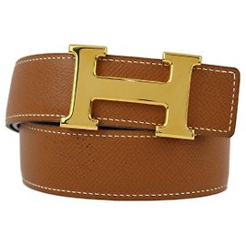 Ceinture réversible en cuir Hermès Constance Medium Marron